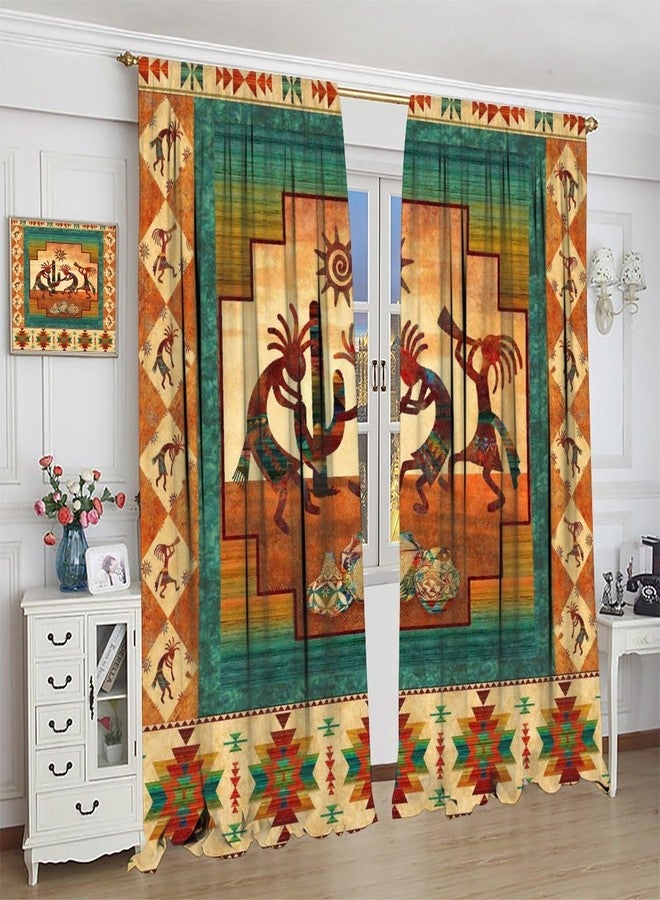 JanJCurt Kokopelli Blackout Curtains, Southwestern Native Window Drapes, Aztec Ethnic Print Pattern Thermal Insulation Window Treatments for Living Room Bedroom Kitchen Office 42x45 Inch - Image 5